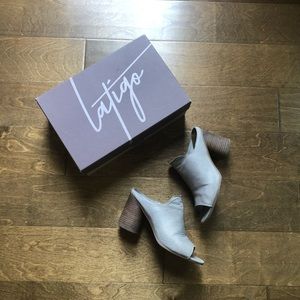 Latigo Gray Mules with Brown Heel
